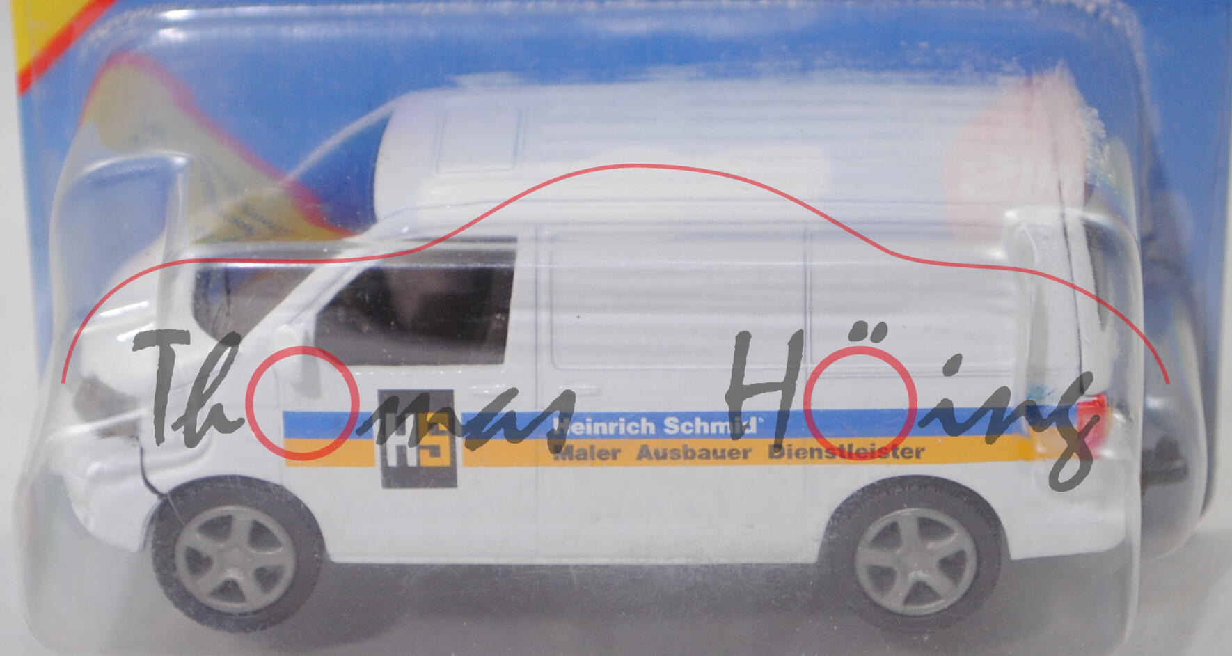 00414 VW T5.1 Transporter, reinweiß, Heinrich Schmid® / Maler Ausbauer Dienstleister, SIKU, P29a