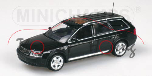 Audi allroad quattro (C5, Typ 4B, Vorfacelift, Modell 2000-2002), brillantschwarz, Minichamps, 1:43, PC-Box