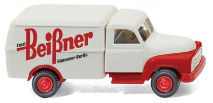 Hanomag Diesel L28 Kasten-LKW, Modell 1950, perlweiß/rot, Ernst Beißner Hannover-Berlin, Wiking, 1:8