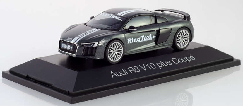 Audi R8 V10 plus (BR 4S, 2. Gen., Typ Coupé, Mod. 15-19), daytonagrau perleffekt, Herpa, 1:43, PC-Bo