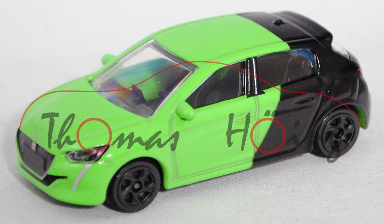 Peugeot 208 II ALLURE GT-Line (2. Gen., Modell 2019-), grün/schwarz, Nr. 205N-1, majorette, 1:55, mb