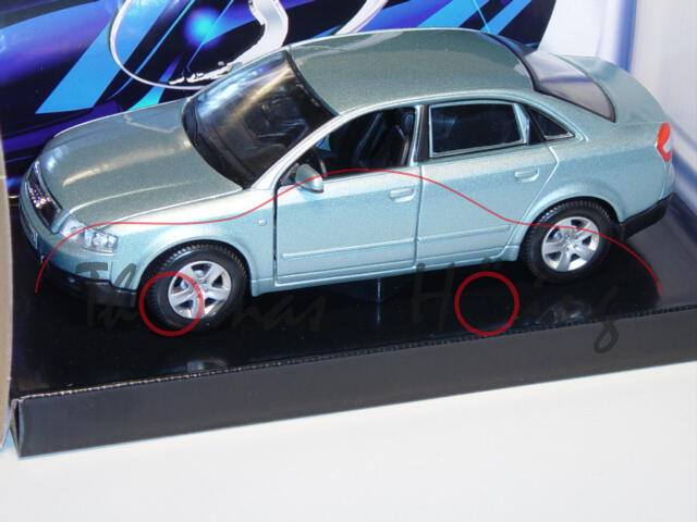 Audi A4, Mj. 2002, blausilbermetallic, Maisto, 1:24, mb