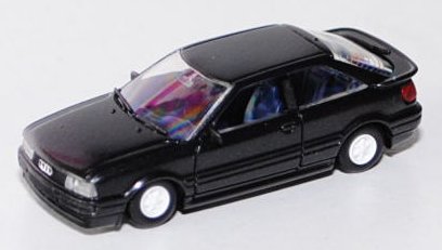 Audi Coupé (B3, Typ 89C), Modell 1988-1991, schwarzmetallic, innen saphirblau, Felgen reinweiß, Riet