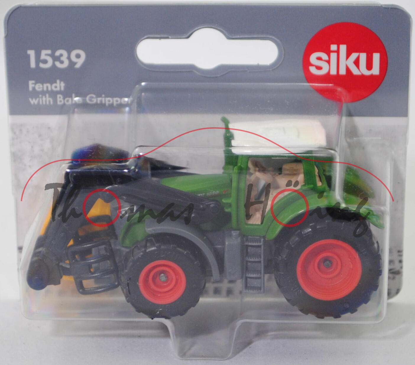 00001 Fendt 1050 Vario ProfiPlus (Modell 2019-2021) mit Ballenzange, Motorhaube hell-grasgrün, zusätzlicher Druck FENDT in silber im Kühlergrill, SIKU, 1:87, P29f