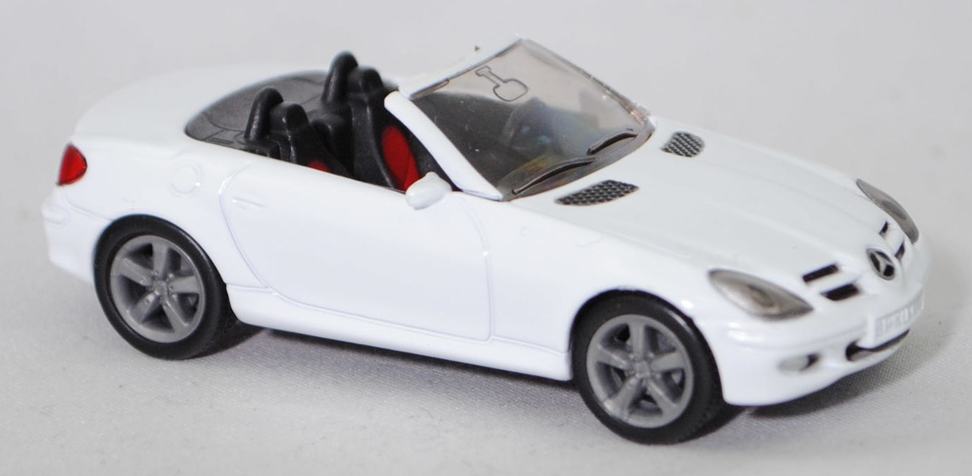 00003 Mercedes-Benz SLK 350 (interne Baureihenbezeichnung R 171, Vor-MoPf, Modell 2004-2008), reinweiß, innen schwarz/verkehrsrot, Bpr. 1002, SIKU SUPER, 1:55, m