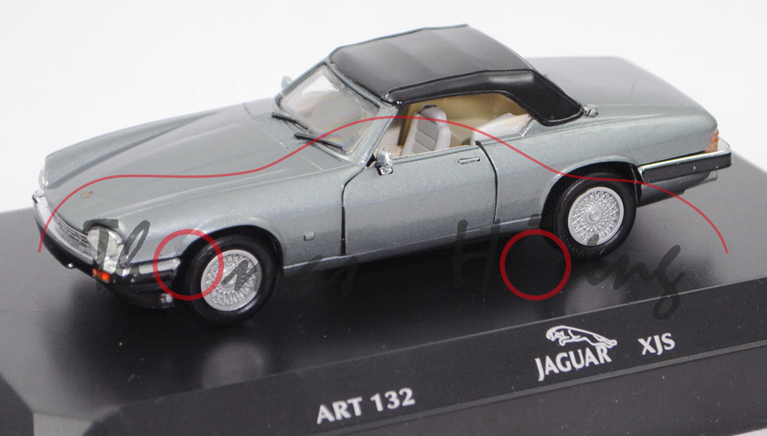 Jaguar XJS Convertible m. Soft Top (Serie 3/Facel., Mod. 91-93), blaugraumet., DetailCars, 1:43, mb