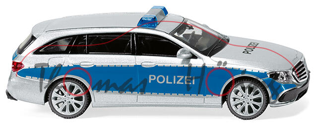 Polizei - Mercedes-Benz E-Klasse T-Modell Exclusive (S 213, Modell 2016-), silber, Wiking, 1:87, mb