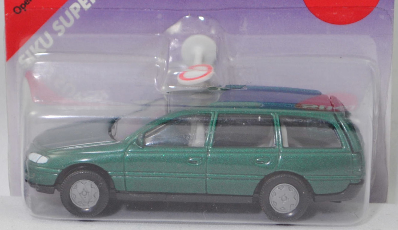 00000 Opel Omega B Caravan 2.0 16V (2. Generation, Vorfacelift (Omega B1), Modell 1994-1997), moosgrünmetallic, Bpr. 2.0 16V zusammen geschrieben, SIKU SUPER, 1:57, P27