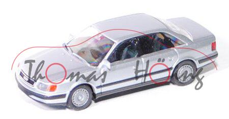 Audi 100 quattro (C4), Modell 1990-1994, silbermetallic, mit Radblenden, Rietze, 1:87, mb