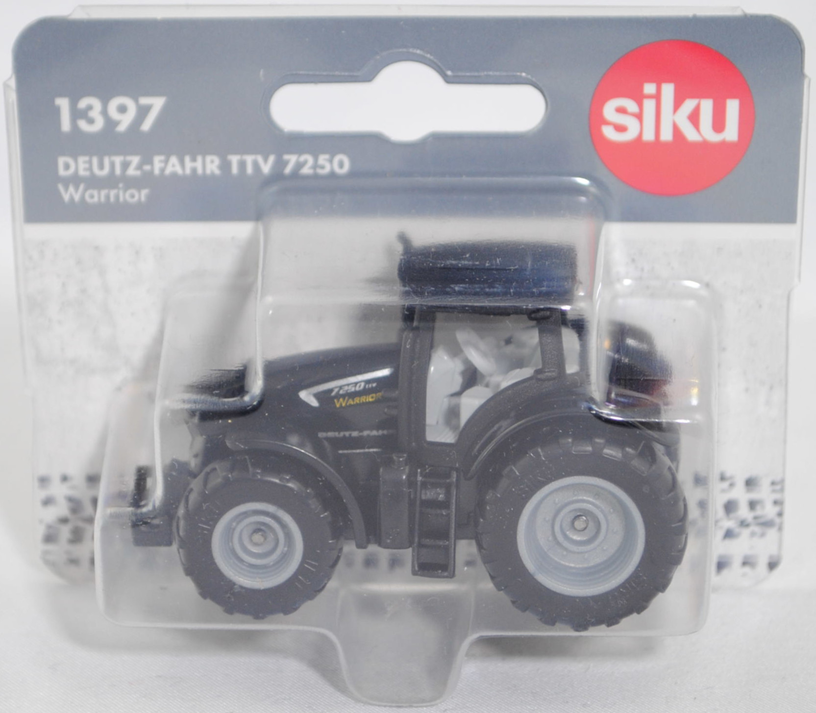 00000 DEUTZ-FAHR 7250 TTV Agrotron Warrior (Modell 2016-) Traktor, schwarz (vgl. brillantschwarz beim Original), C77 silbergrau / C78 silbergrau, SIKU SUPER, 1:77, P29f