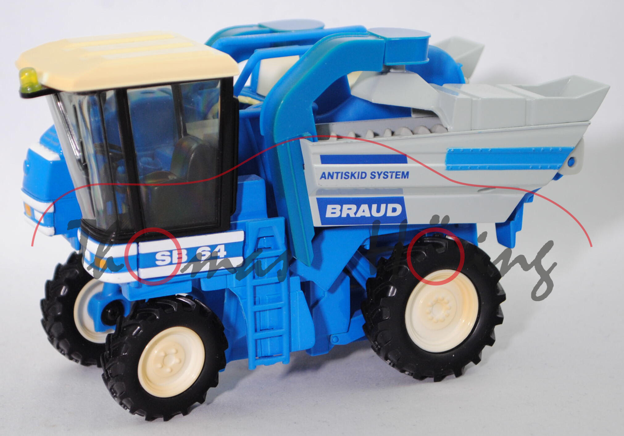 00000 New Holland Braud Traubenvollernter SB64 (Mod. 1994-2000), blau/weiß/grau, SIKU, 1:32, L15