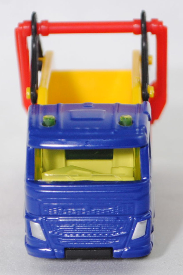 00000 Volvo FM 4x2 (3. Generation, Modell 2013-) Absetzkipper mit Absetzmulde, dunkel-ultramarinblau, Absetzvorrichtung rot, Absetzmulde gelb, SIKU SUPER, 1:82, P29f