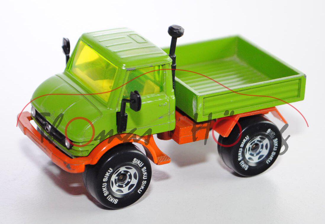 Unimog U 406, gelbgrün/rotorange, ohne Gelblichter, Lenkrad schwarz, LKW7, minimale Farbabplatzer