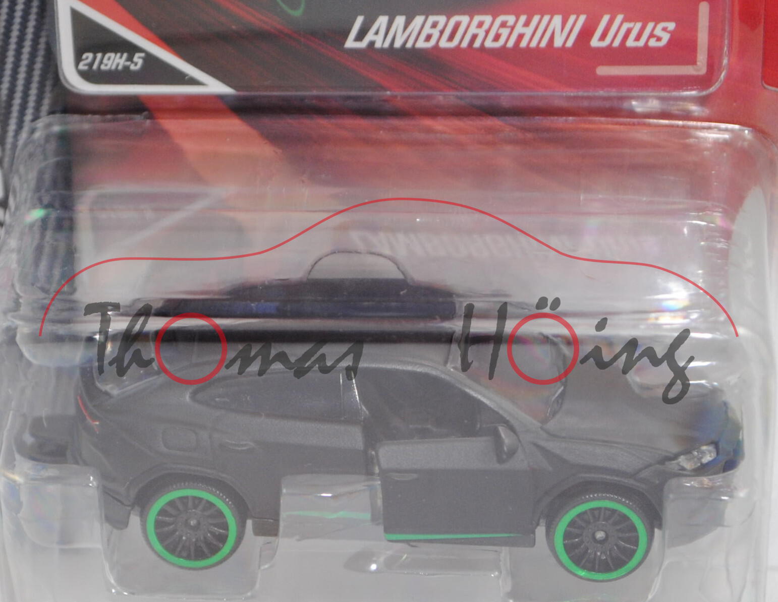 Lamborghini Urus (fünftüriges SUV, Modell 2018-), mattschwarz, Nr. 219H-5, majorette, 1:64, Blister