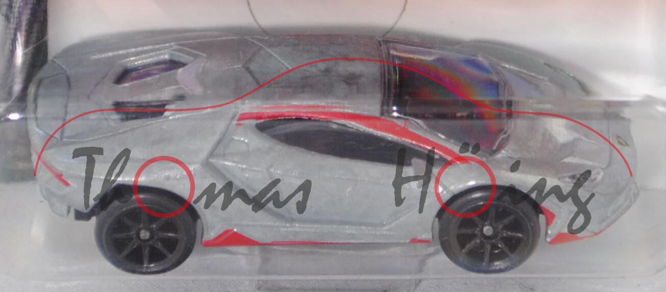 Lamborghini Centenario LP 770-4 (Modell 16-18), silbergraumet./rot, majorette, 1:66, Blister (ZAMAK)