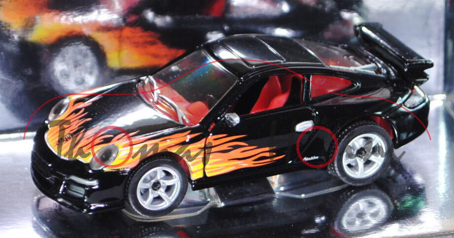 00401 Porsche 911 Carrera S (Typ 997), Modell 2004-2008, schwarz, mit Flammendesign, blackline flame