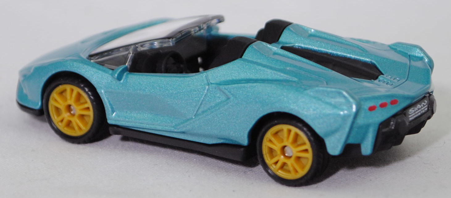 00000 Lamborghini Sián Roadster (1. Generation, Baureihe Sián Roadster, Modell 2020-), hell-wasserblaumetallic (blu uranus matt), innen schwarz, SIKU SUPER, 1:62, P29f