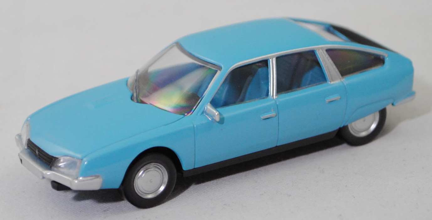 Citroen CX 2000 Berline (1. Generation, MA-P, Serie 1, Modell 1974-1978), bleu lagune (Farbcode AC 639, hell-lichtblau), Norev, 1:63, Werbeschachtel