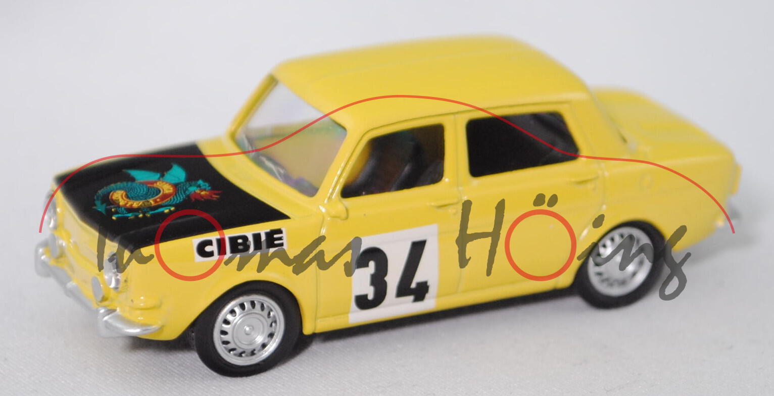 Simca 1000 Rallye 2 (Modell 1972-1976), gelb/schwarz, Nr. 34, 1:54, Norev MULTIGAM CLASSIC, mb