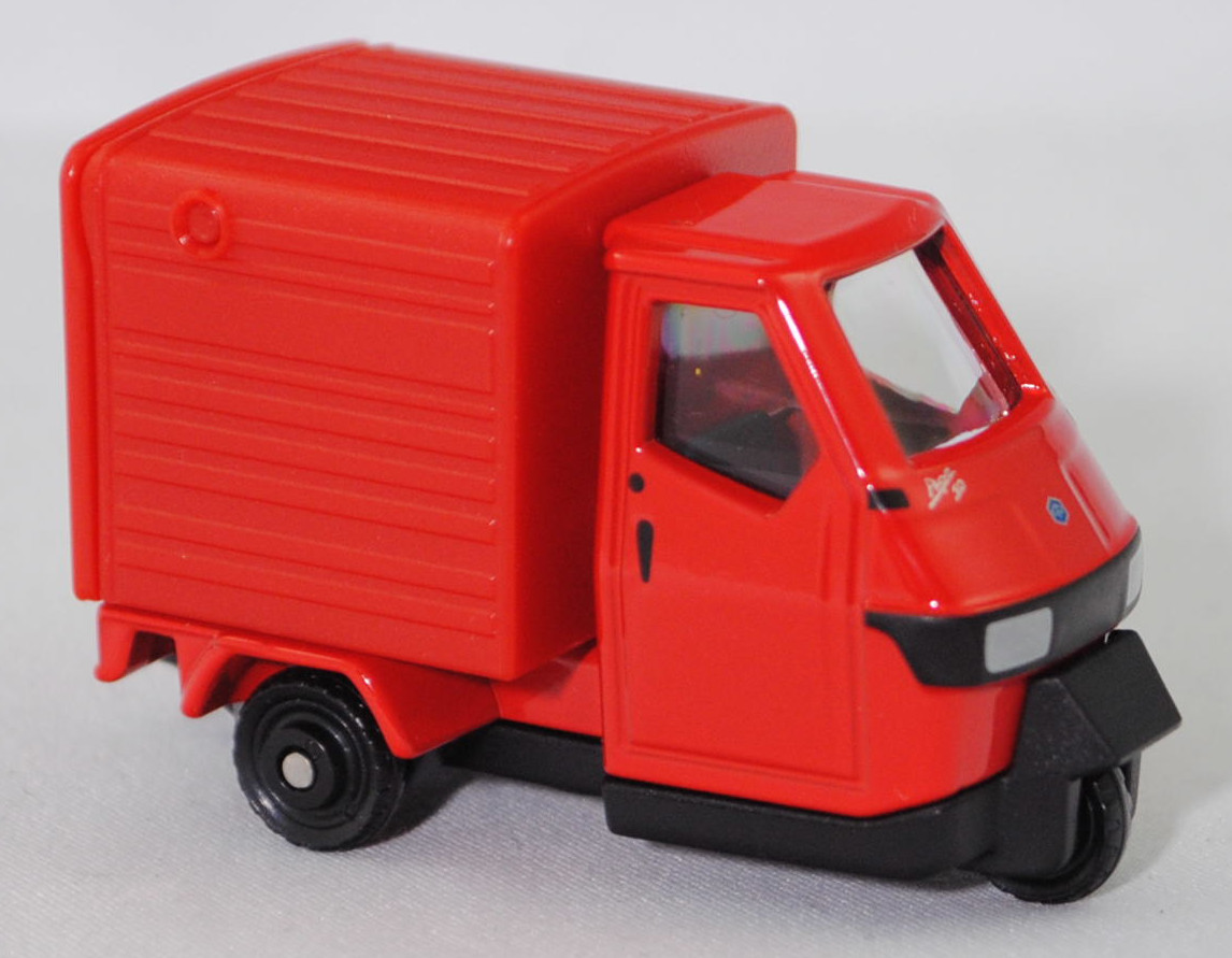 00001 Ape 50 2T E4 Kasten (Typ E4, Modellcode E33L000A40, Modell 2019-), verkehrsrot (red sprint), Chassis ohne kleine Niete vor der Hinterachse, SIKU SUPER, 1:43, P29e