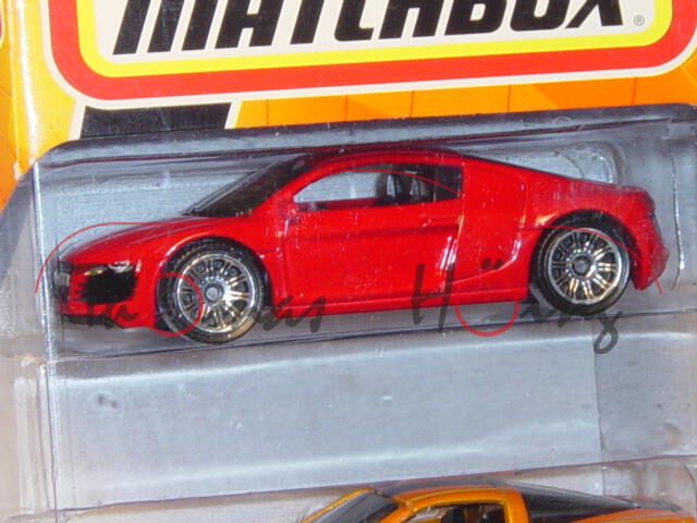 Audi R8, Mj. 2007, rot, Matchbox, Set mit Corvette + Volvo + Ford + Chrysler, 1:64, mb