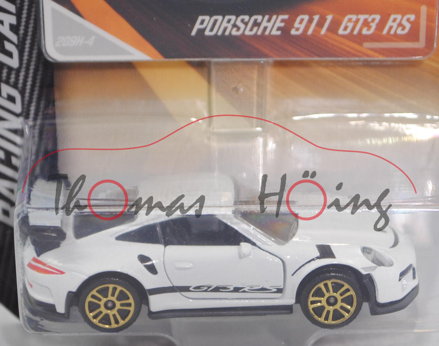 Porsche 911 GT3 RS (Typ 991.1, 4. RS-Gen., Mod. 13-17), weiß, 5-Doppelspeichen-Felge gold, 1:59, mb