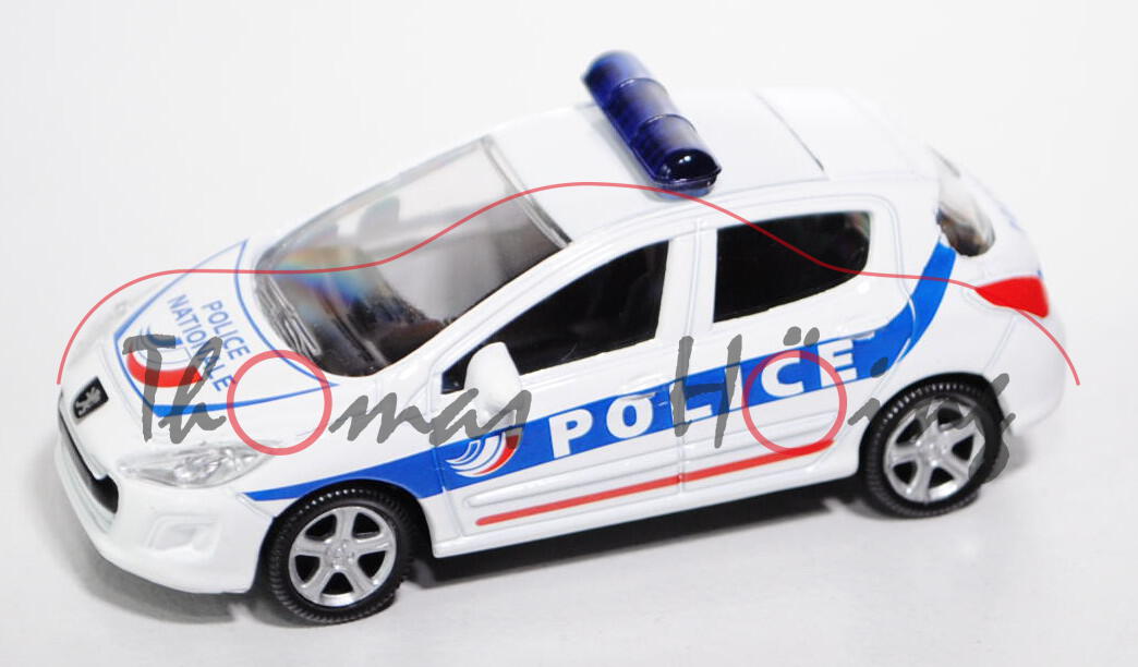 Peugeot 308, reinweiß, Streifen seitlich signalblau, POLICE / POLICE / NATIONALE / 17, 1:50, Norev E