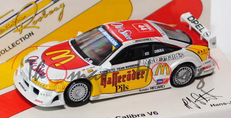 Opel Calibra V6 4x4 (Dreitürer, Coupé), Modell 1993-1996, perlmuttweiß/verkehrsrot/signalgelb, DTM 1