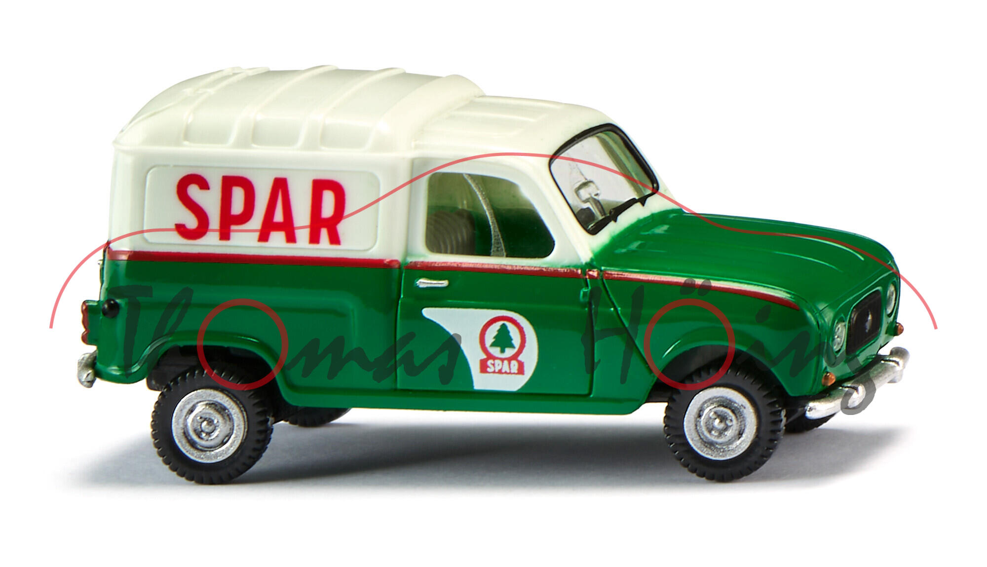 Renault 4 Fourgonnette F4 (Typ R2102, Modell 1962-1967), weiß/minzgrün, SPAR, Wiking, 1:87, mb