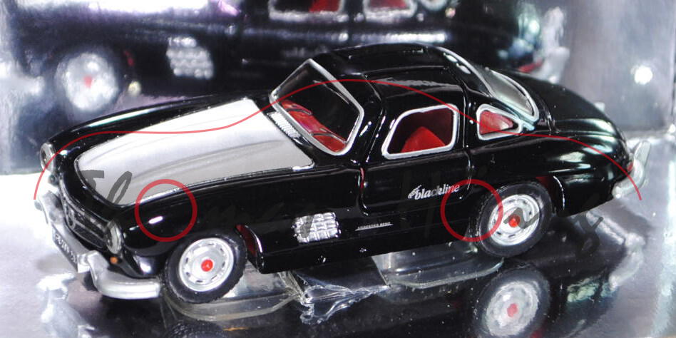 00401 Mercedes-Benz 300 SL (W 198, Modell 1954-1957), schwarz, blackline, SIKU, 1:55, Werbeschachtel (Limited Edition zur Modell-hobby-spiel Messe Leipzig 2008)