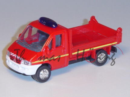 Citroen Jumper, feuerrot, mit Blaulichtleiste, Pritsche kippbar, Norev, mb