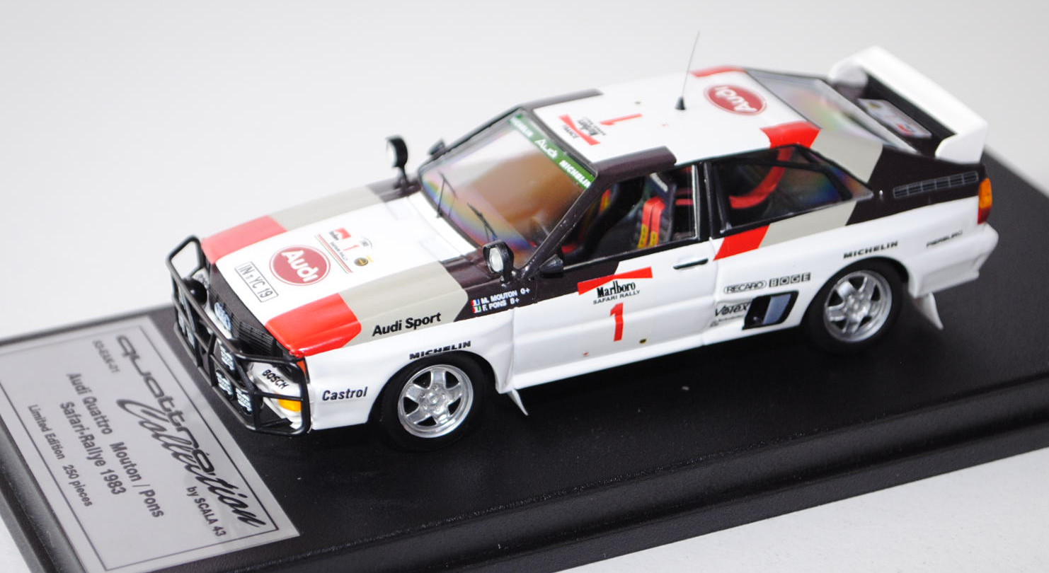 Audi Quattro, reinweiß, Safari-Rallye 1983, Mouton / Pons, Nr. 1, Scala 43, limitiert auf 250 Stück,