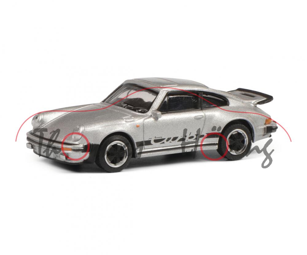 Porsche 911 Turbo 3,0 (G-Modell Typ 930 Coupé, Modell 1975-1977), silbermetallic, Schuco, 1:64, mb