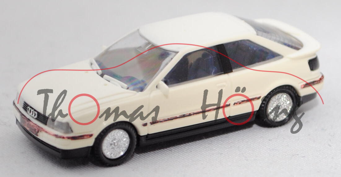 Audi Coupé quattro 20V (B3, Typ 89C, Mod. 88-91), weiß (alpinweiß), Umbau, Rietze, 1:87, Werbebox