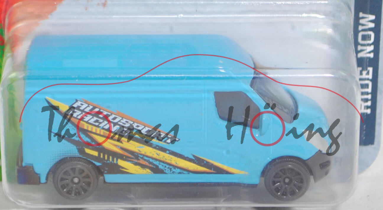 Renault Master III Kastenwagen (Modell 2010-2014) (Nr. 239C), hell-wasserblau, AUTOSPORT / RACING, majorette, 1:66, Blister (STREET CARS RIDE NOW)