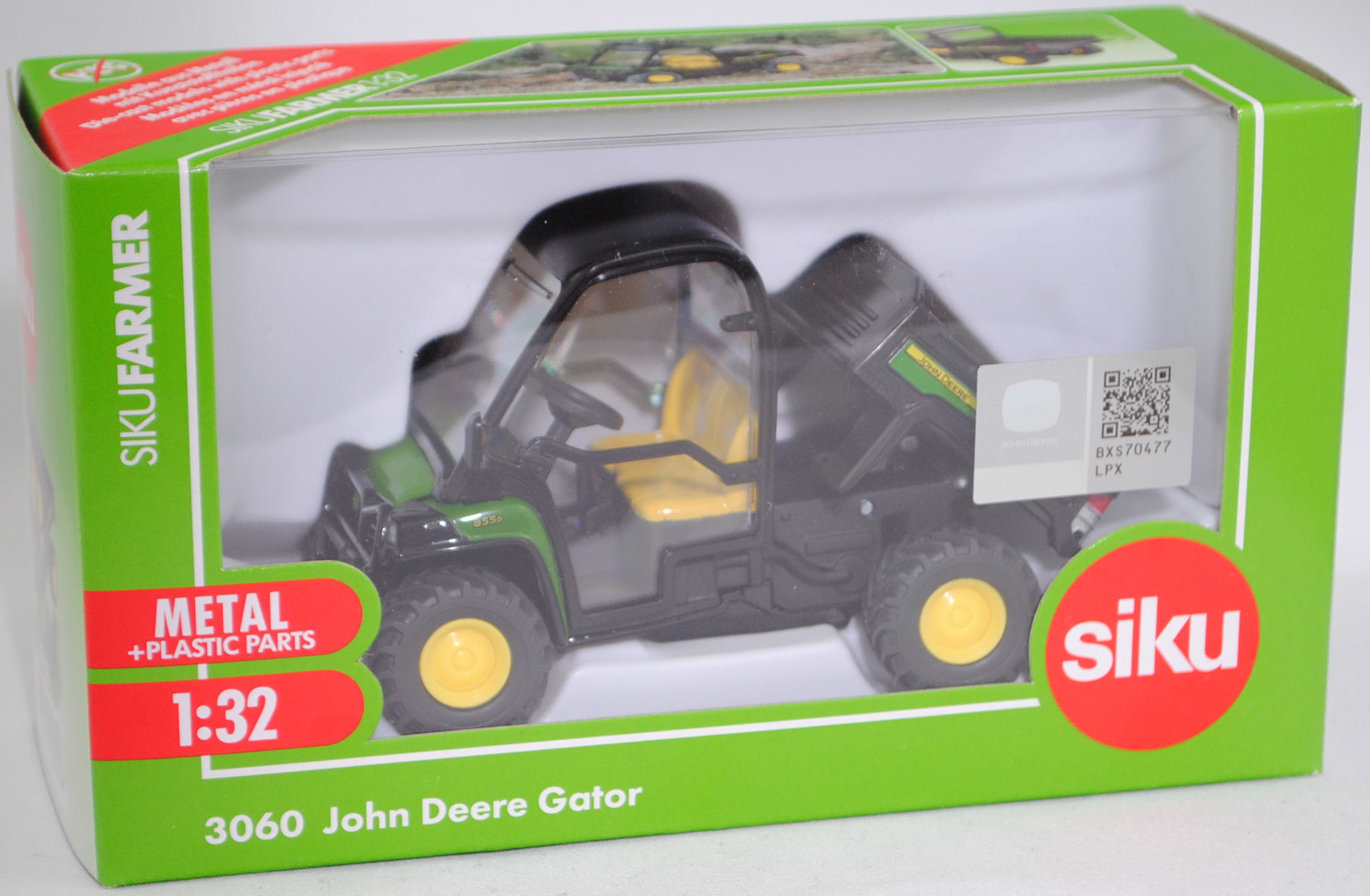 00001 IE + GB John Deere XUV 855D PS 4x4 Gator (Vorfacelift, Modell 2011-2013), smaragdgrün, Bpr. ohne Artikelnummer und mit Chargennummer, SIKU FARMER, 1:32, L17mpK (Limited)