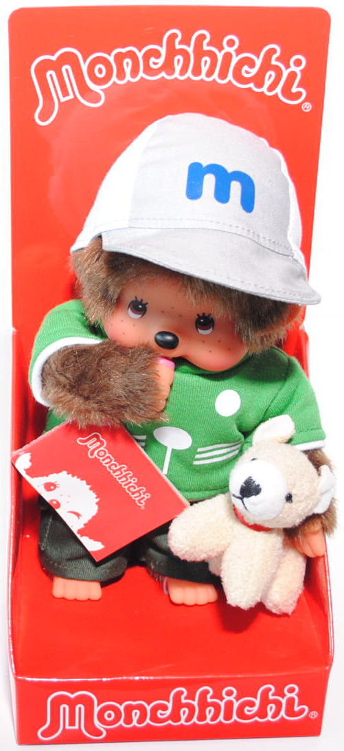 Monchhichi Doggy Trainer Boy (Tiertrainer Junge mit Hund), 20 cm groß, Sekiguchi