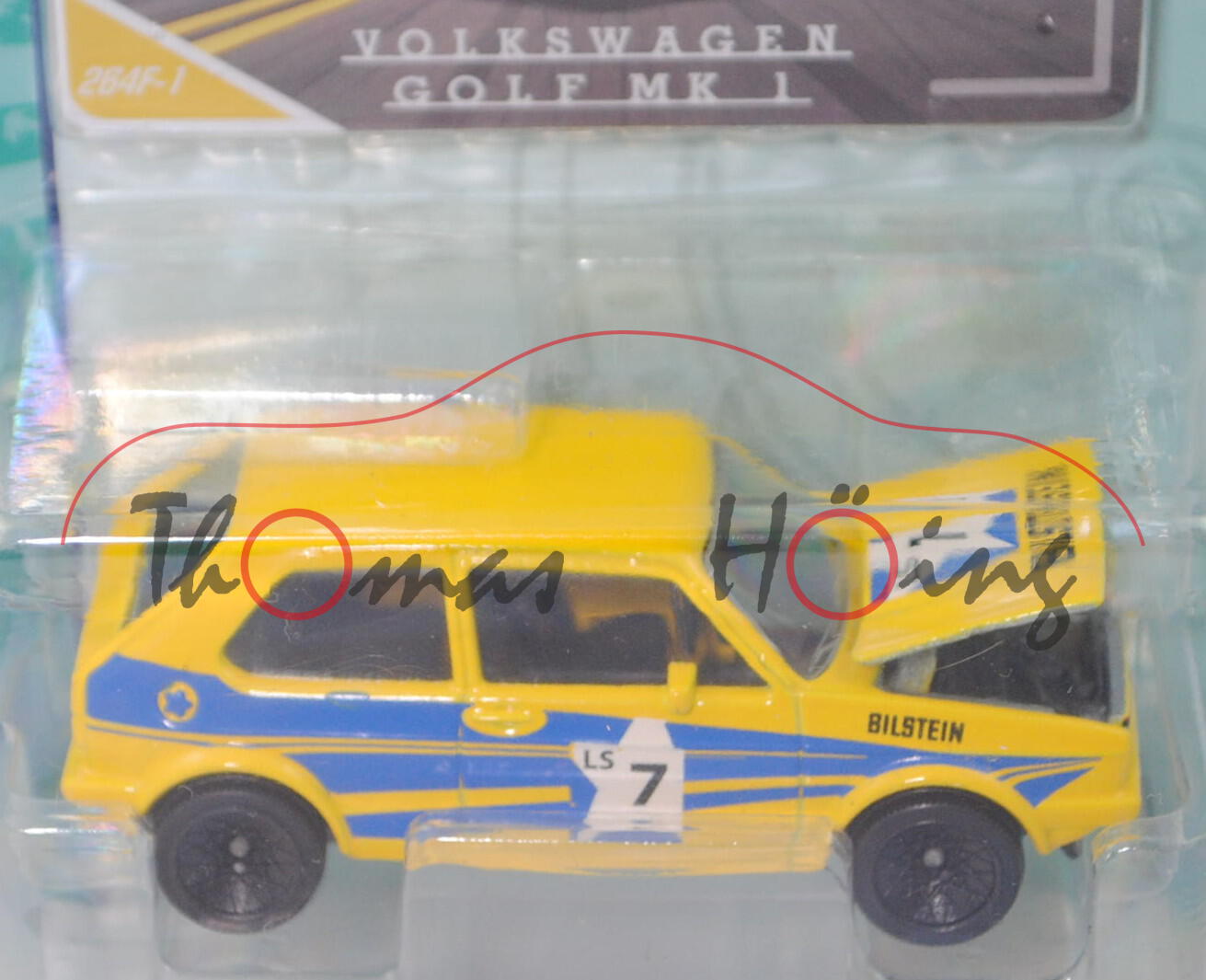 VW Golf I GTI (Mod. 1976-1978) Rallye im PIERBURG-Design, gelb, Nr. 264F-1, majorette, 1:52, Blister