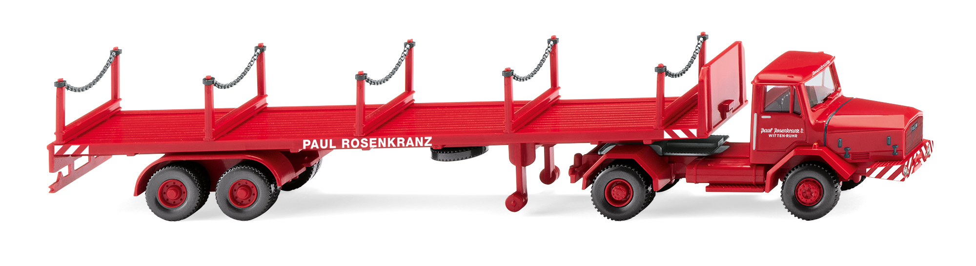 Faun F610/36Z (Modell 1967-1971) Rungensattelzug, rot, PAUL ROSENKRANZ, Wiking, 1:87, mb