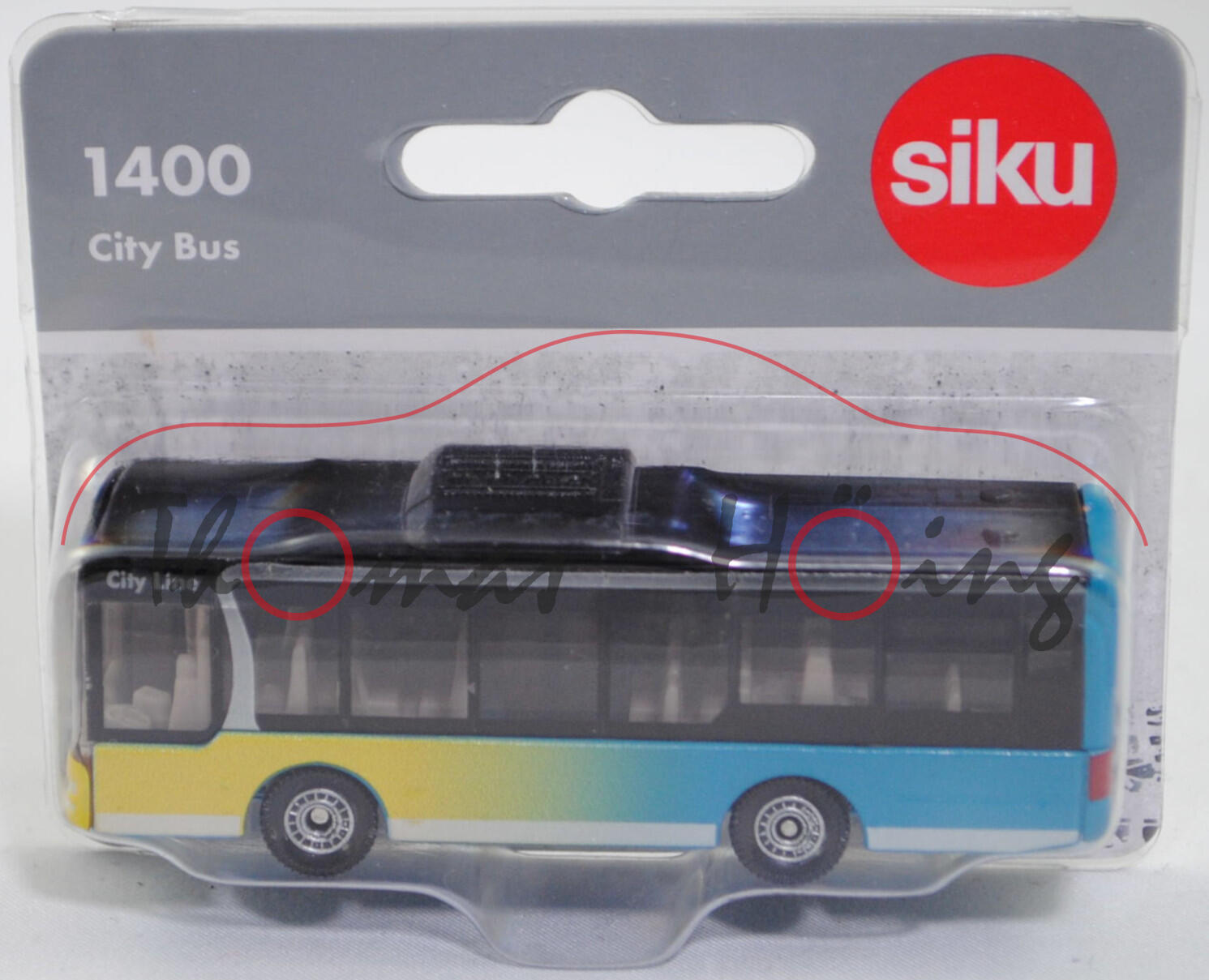 00000 Linienbus / Stadtbus MAN Lion's City Solobus mit 3 Türen (Modell 2004-2009), Dach schwarz, Unterwagen dunkel-wasserblau, SIKU, 1:140, P29f