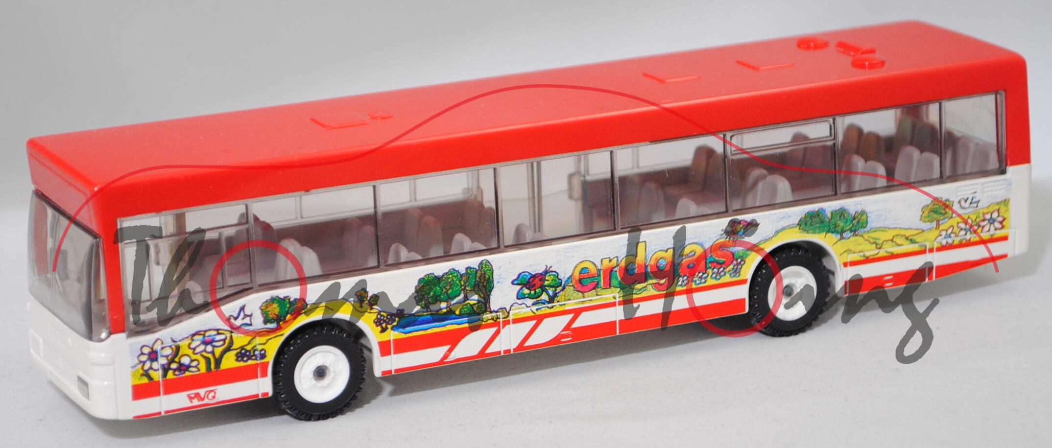 00000 Mercedes-Benz O 405 N Niederflur-Linienomnibus (Modell 1989-1994), rot/weiß, MVG / erdgas, SIKU SUPER 1:55