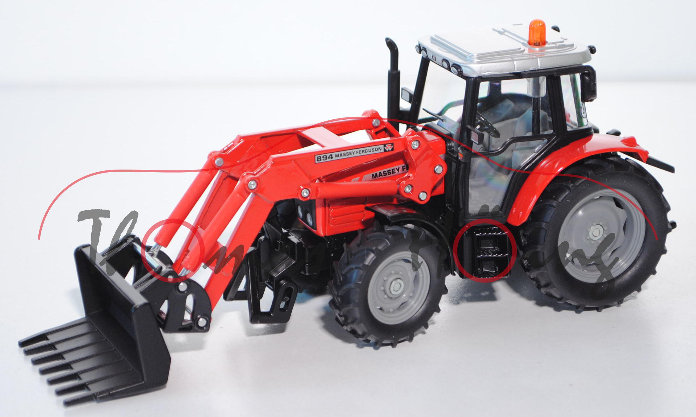 00003 Massey Ferguson MF 5455 mit Frontladergabel und Wechselladersystem, rot, L17mpK