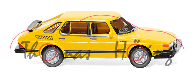 SAAB 900 TURBO (1. Generation, Vorfacelift, Modell 1978-1983), verkehrsgelb, Wiking, 1:87, mb