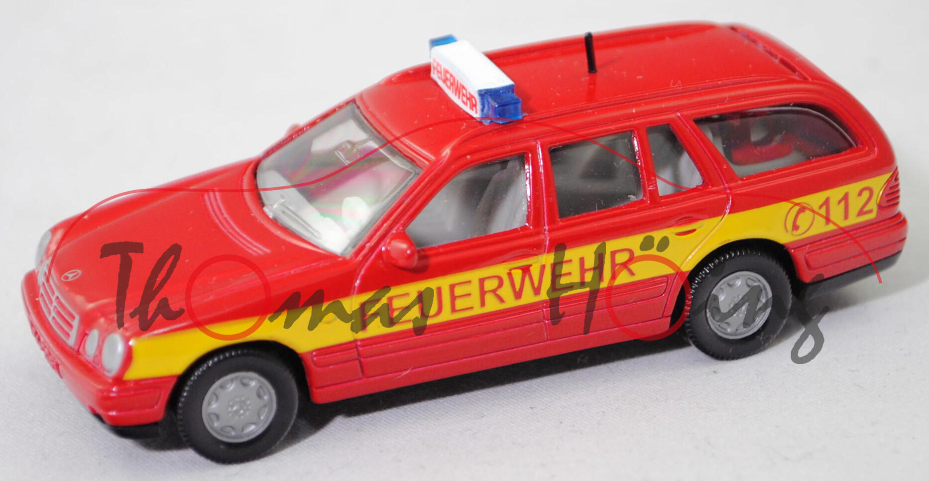 00000 Mercedes-Benz E 290 Turbodiesel T (S 210, Mod. 96-99) Feuerwehr-Einsatzleitwagen, rot, FEUERWEHR C 112, mit Druck TURBODIESEL, SIKU, 1:56