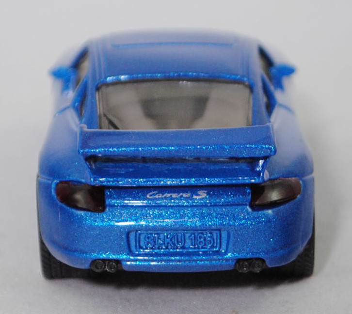 00005 Porsche 911 Carrera S (Typ 997.1 Coupé / 997 MK1 Coupé, Vorfacelift, Modell 2004-2008), verkehrsblaumetallic, B22a / B22b geschlossen silbergrau, SIKU SUPER, 1:55, m