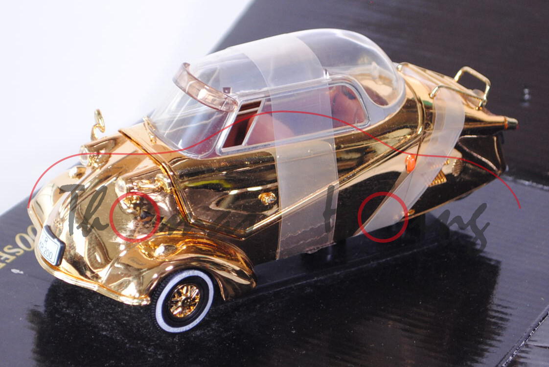 Messerschmitt Kabinenroller KR 200, Modell 1955-1964, gold, Dach zu öffnen, mit Lenkung, Revell GOLD