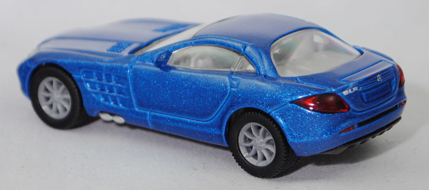 00002 Mercedes-Benz SLR McLaren (1. Generation, C 199, Modell 2004-2008), verkehrsblaumetallic, Bpr. 1004, B25a / B25b silbergrau, SIKU SUPER, 1:55, m