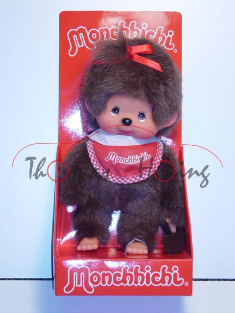 Monchhichi Classic Girl Red Bib (Mädchen mit rotem Latz), 20 cm groß