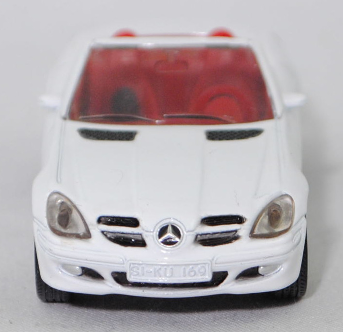 00011 Mercedes-Benz SLK 350 (interne Baureihenbezeichnung R 171, Vor-MoPf, Modell 2004-2008), reinweiß, innen rot/schwarz, Bpr. 1002, SIKU SUPER, 1:55, m