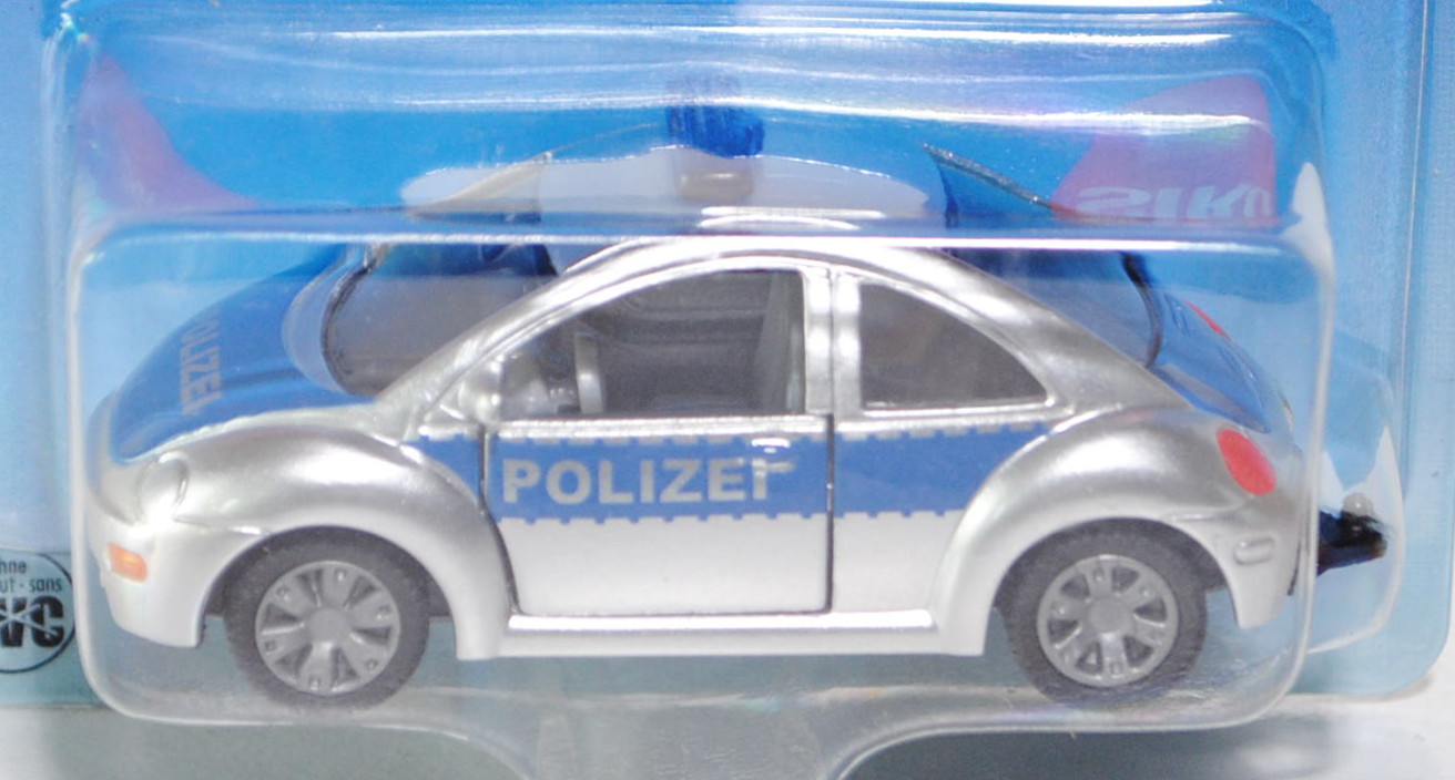 00003 VW New Beetle 2.0 (Typ 9C, Modell 1998-2001) Polizei, weißaluminiummetallic/hell-verkehrsblau,